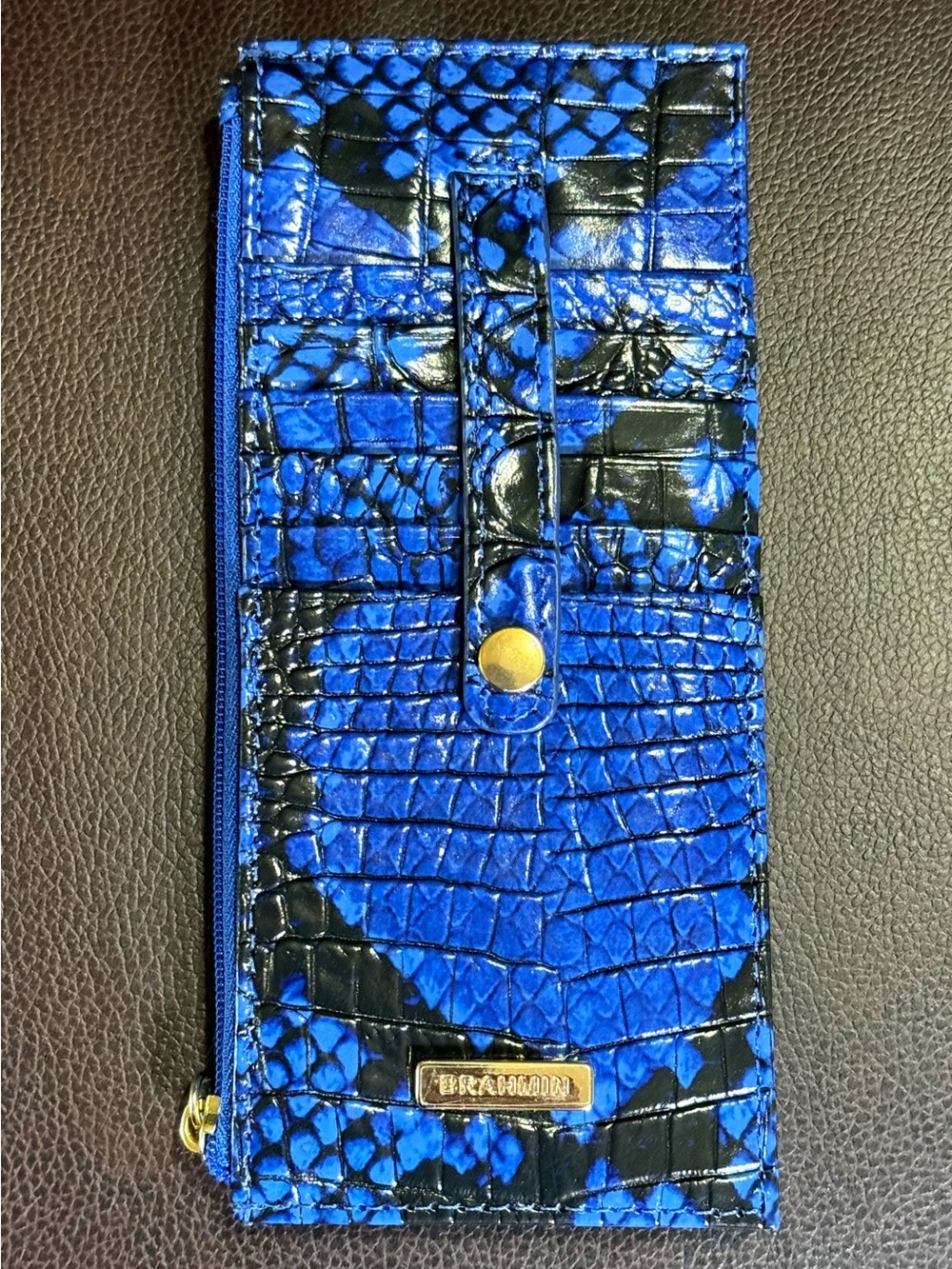 Brahmin Blue Viper Leather Card Holder Wallet